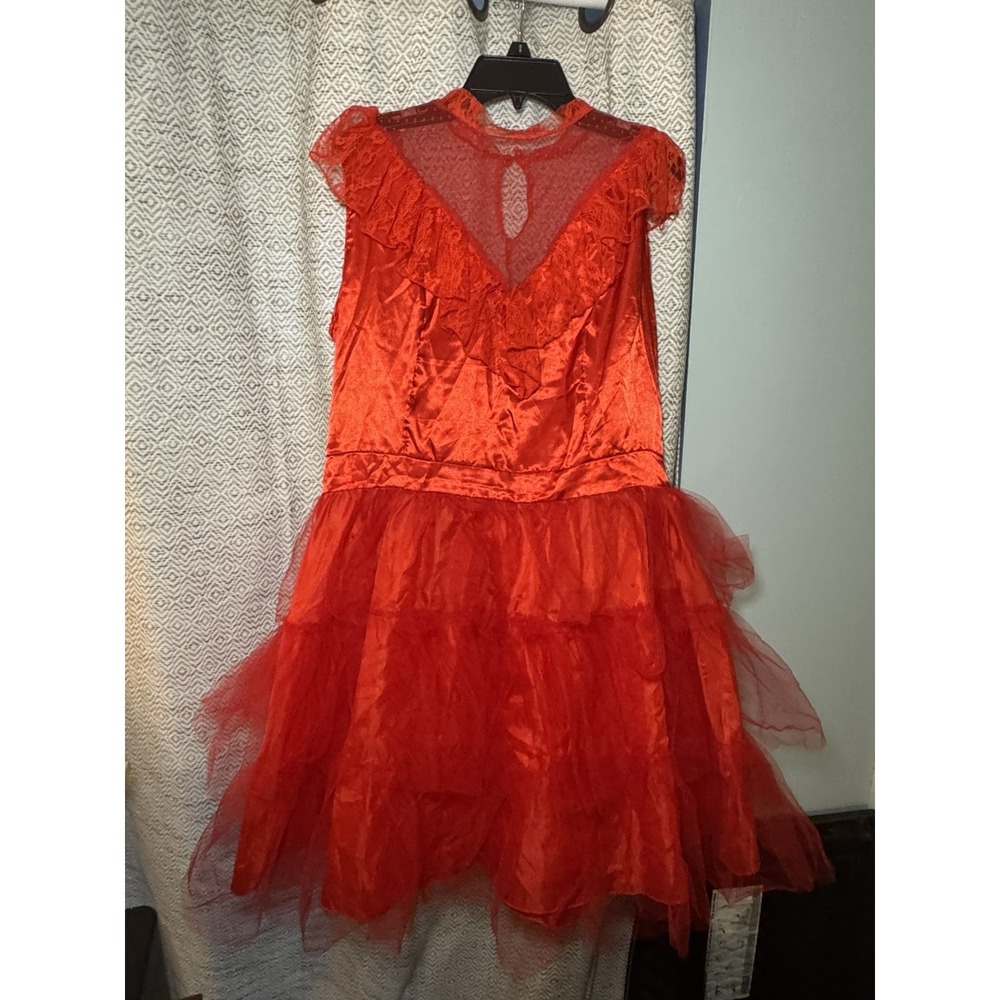Leg Avenue Red Lace Tulle Skirt Beetlejuice Bride Lydia Halloween Costume XL